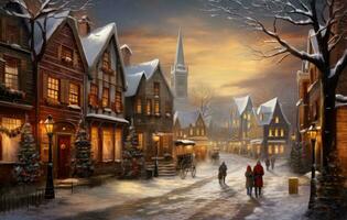 Noël fond d'écran avec hiver village photo