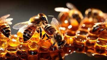 les abeilles occupant nids d'abeille dans le de bonne heure Matin photo