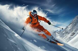 skieur sur neige et Soleil photo