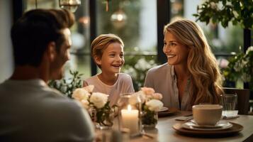 famille recueillies autour une tableau, souriant photo