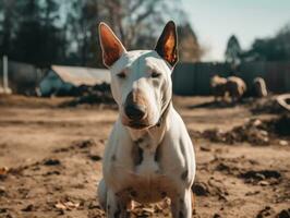 taureau terrier chien établi avec génératif ai La technologie photo