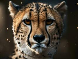 guépard portrait proche en haut établi avec génératif ai La technologie photo