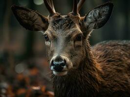 rouge cerf portrait établi avec génératif ai La technologie photo