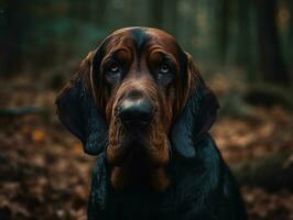 noir limier chien établi avec génératif ai La technologie photo