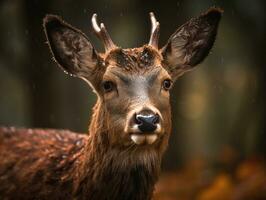 rouge cerf portrait établi avec génératif ai La technologie photo