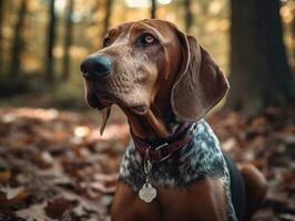 américain Anglais coonhound chien établi avec génératif ai La technologie photo