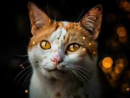 Japonais chat portrait proche en haut établi avec génératif ai La technologie photo
