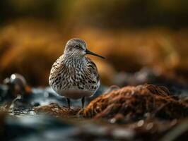 Dunlin oiseau portrait établi avec génératif ai La technologie photo