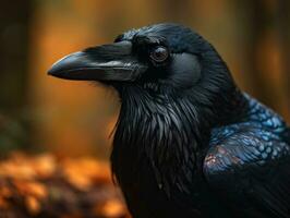 corbeau oiseau portrait établi avec génératif ai La technologie photo