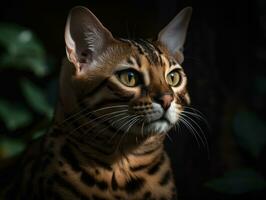 Bengale chat portrait proche en haut établi avec génératif ai La technologie photo