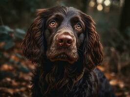 garçon épagneul chien établi avec génératif ai La technologie photo