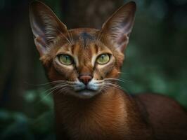 abyssinien chat portrait proche en haut établi avec génératif ai La technologie photo