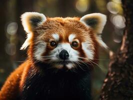 rouge Panda portrait établi avec génératif ai La technologie photo