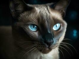 tonkinois chat portrait établi avec génératif ai La technologie photo