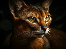 abyssinien chat portrait proche en haut établi avec génératif ai La technologie photo