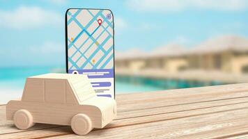 le bois voiture et mobile pour navigateur app concept 3d le rendu photo
