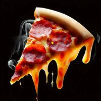 une chaud Pizza tranche avec sauce sur il, ai génératif photo