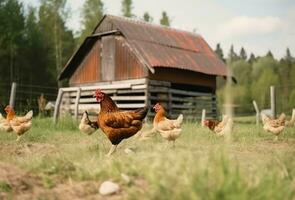 poulet campagne ferme la volaille. produire ai photo