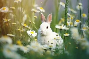 fermer de mignonne lapin avec magnifique bokeh arrière-plan, génératif ai illustration photo