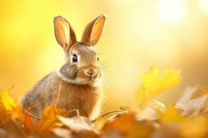 fermer de mignonne lapin avec magnifique bokeh arrière-plan, génératif ai illustration photo