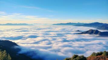 aérien vue blanc des nuages dans bleu ciel. Haut. vue de drone. aérien des oiseaux œil. aérien Haut vue paysage nuageux. ciel arrière-plan, génératif ai illustration photo