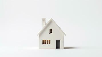 miniature maison sur blanc Contexte. économie argent et propriété investissement concept. génératif ai photo