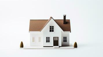 miniature maison sur blanc Contexte. économie argent et propriété investissement concept. génératif ai photo