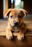 mignonne chiot avec gros marron yeux. photo