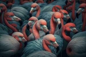 magnifique et sauvage - flamants roses. neural réseau ai généré photo