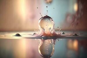 l'eau éclaboussure. chute laissez tomber de pluie. neural réseau ai généré photo