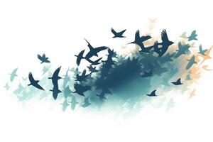 aquarelle illustration de des oiseaux isolé sur blanc Contexte. neural réseau ai généré photo
