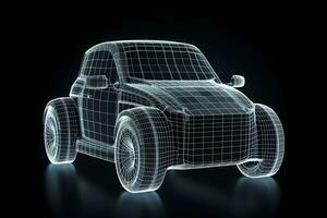 voiture de le futur hologramme néon sur une noir Contexte. neural réseau ai généré photo