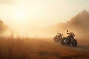 moto dans le brouillard. neural réseau ai généré photo