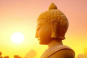 Bouddha statue fermer dans magnifique lumière. proche en haut de une Bouddha figurine. neural réseau ai généré photo