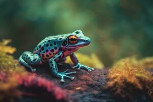 exotique toxique animal grenouille de tropical amazone pluie forêt. neural réseau ai généré photo