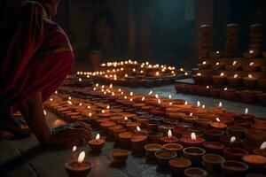 beaucoup bougies pour le Indien vacances Diwali. neural réseau ai généré photo