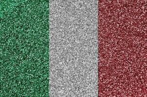 Italie drapeau représenté sur beaucoup petit brillant paillettes. coloré Festival Contexte pour fête photo