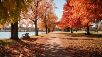 coloré feuilles dans le parc pendant tomber photo