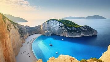 tropical paradis, explorant le splendeur de navigation plage dans Zante. génératif ai photo