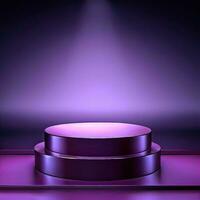 réaliste 3d violet thème podium pour produit afficher. ai généré photo