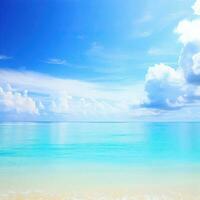 magnifique tropical plage avec bleu ciel et blanc des nuages abstrait texture Contexte. copie espace de été vacances et vacances génératif ai photo