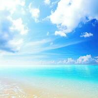 magnifique tropical plage avec bleu ciel et blanc des nuages abstrait texture Contexte génératif ai photo
