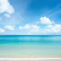 magnifique tropical plage avec bleu ciel et blanc des nuages abstrait texture Contexte génératif ai photo