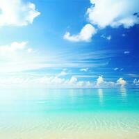 magnifique tropical plage avec bleu ciel et blanc des nuages abstrait texture Contexte génératif ai photo