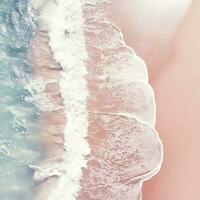 aérien vue de clair turquoise mer aérien vue de sablonneux plage et océan avec vagues génératif ai photo