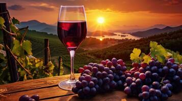 verser rouge du vin dans une verre. dans le vignoble, français rouge du vin photo