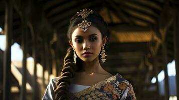 magnifique Jeune balinais femme dans traditionnel Vêtements photo