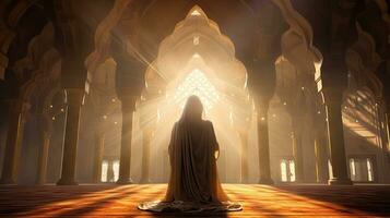 religieux musulman femme prier dans une église photo