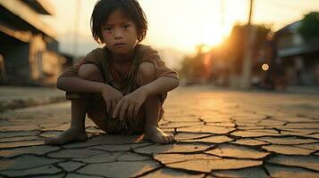 asiatique les enfants vivant dans la pauvreté et sécheresse photo