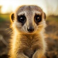 visage de mignonne suricate animal génératif ai photo